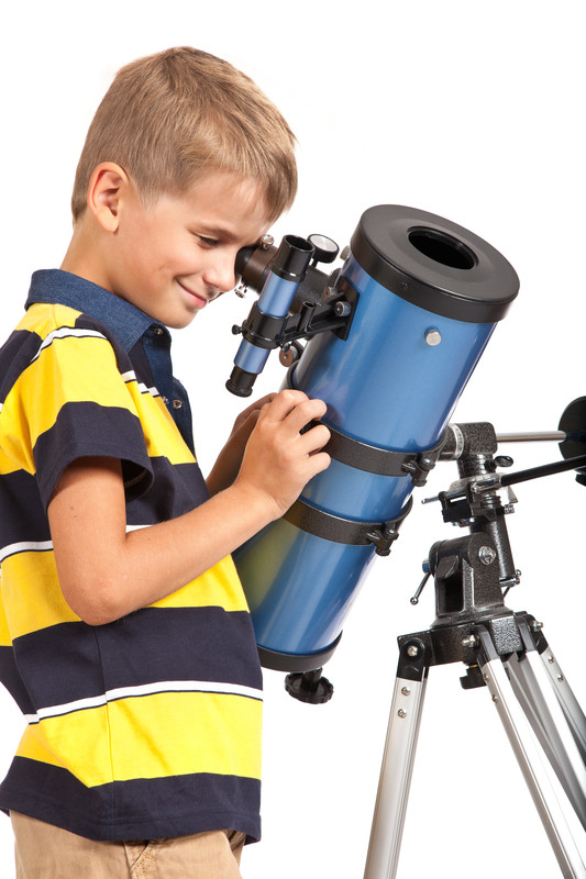 The boys are observing through a telescope. The boys are observing through a telescope.